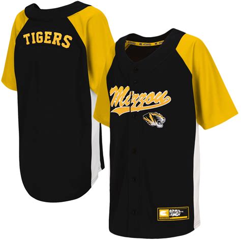 Missouri Tigers Youth Black Dugout Baseball Jersey