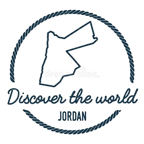 Jordan Map Outline. Vintage Discover the World. Stock Vector ...