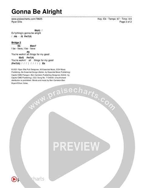 Gonna Be Alright Chords PDF (Ryan Ellis) - PraiseCharts