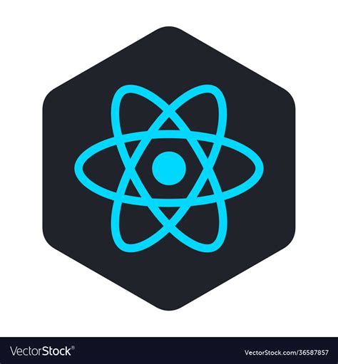 React icon in a hexagon Royalty Free Vector Image