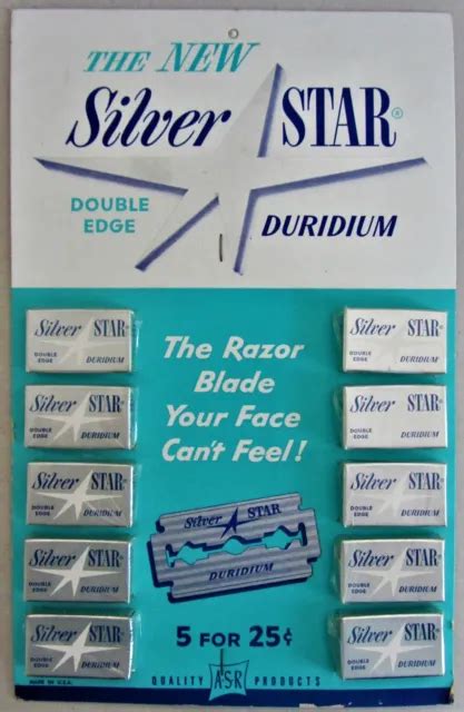 VINTAGE SILVER STAR Double Edge Razor Blades Countertop Store Display ...