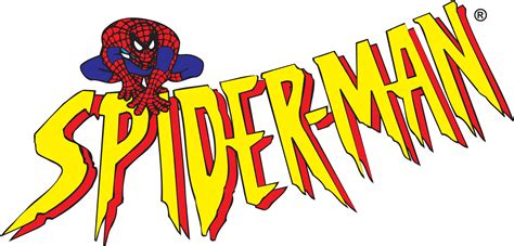 the logo for spider - man is shown in yellow and red letters with an image of a