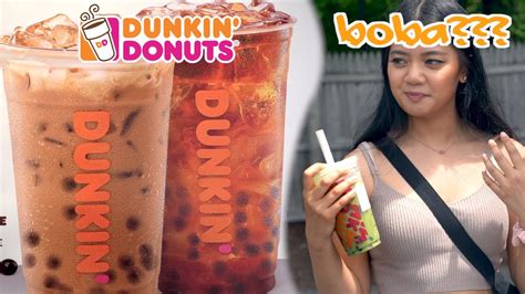 WE TRIED DUNKIN DONUTS NEW BOBA TEA! (Yes, Dunkin' Donuts Has Bubble ...