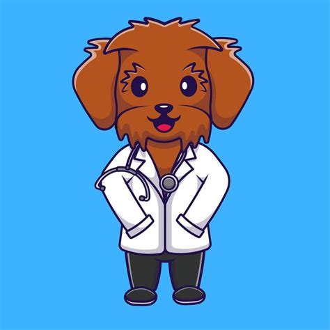 Cute Maltipoo Dog Doctor Cartoon Vector Icons Illustration. Flat ...