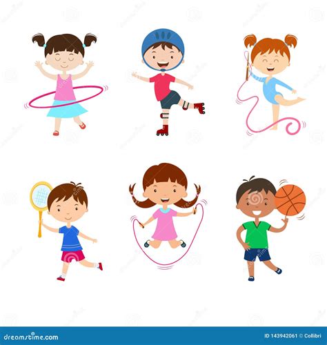 Kids Practicing Sports Stock Illustrations – 195 Kids Practicing Sports ...