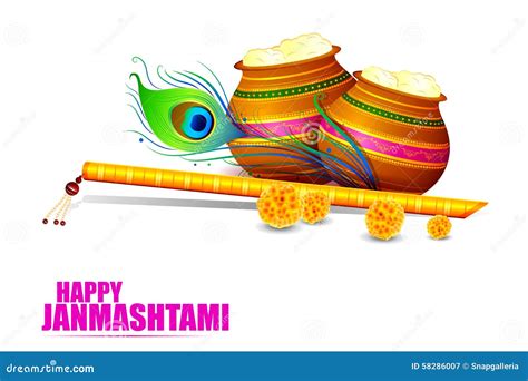 Happy Krishna Janmashtami Stock Vector - Image: 58286007