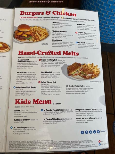 Menu at IHOP restaurant, Tulsa, E 103rd St Suite 100