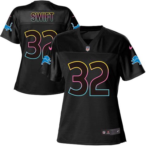 Women's Detroit Lions #32 D'Andre Swift Black Fashion Game Jersey