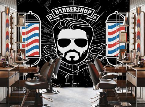 Barber Wallpaper Barber Shop Wall Mural Peel and Stick | Etsy