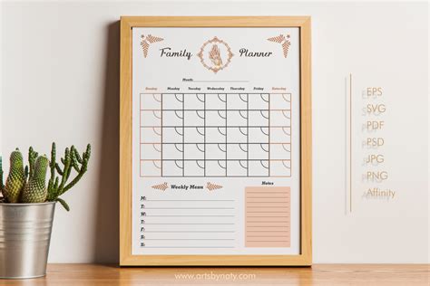 Monthly Family Planner Editable Calendar By ArtsByNaty | TheHungryJPEG