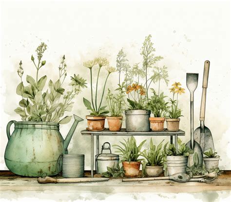 Watercolor Herb Garden Art Free Stock Photo - Public Domain Pictures