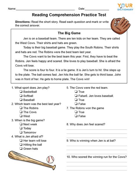 free printable fourth grade reading comprehension worksheets k5 ...