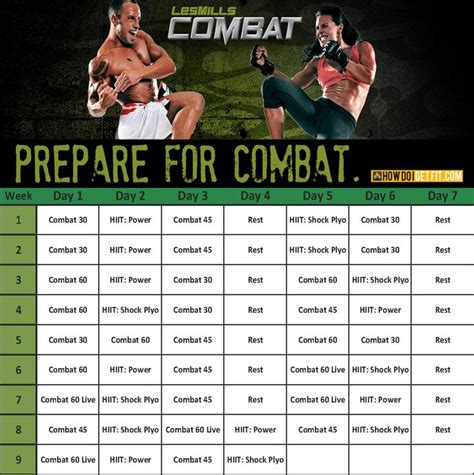 Les Mills Combat Calendar - Printable Word Searches