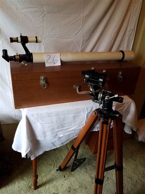 Lot # 26 - Very nice Tasco 60mm Telescope with wood case & wood tripod, accessories - Puget ...