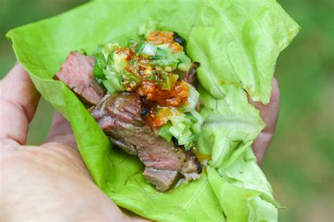 Grilled Korean Skirt Steak Ssam Lettuce Wraps :: The Meatwave