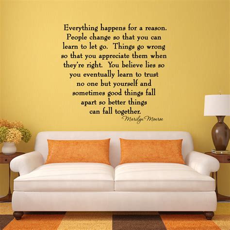 Everything Happens for a Reason Marilyn Monroe Wall Decal Stickers Quotes MM-228 Wall Decal