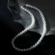 Vintage Simple Faux Pearl Beaded Necklace Men Women - Temu Philippines