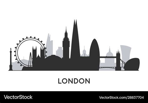 London city skyline silhouette Royalty Free Vector Image