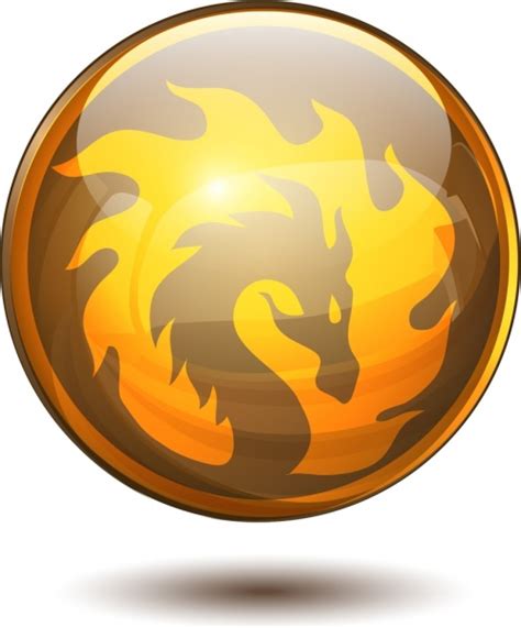 Shiny circle medal template fire dragon icon decoration Free vector in ...