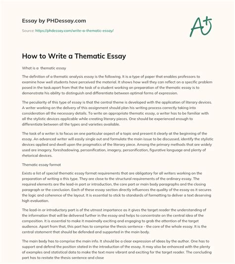 How To Write A Thematic Essay Analysis Example - PHDessay.com