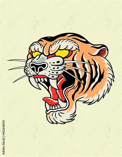 tiger tattoo old school Stock Vector | Adobe Stock