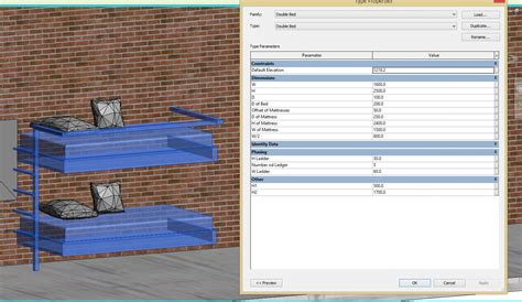 Bunk bed - Revit Family full parametric model 3D Model $5 - .rfa - Free3D