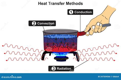 Heat Transfer Methods Infographic Diagram Conduction Convection Radiation for Physics Science ...