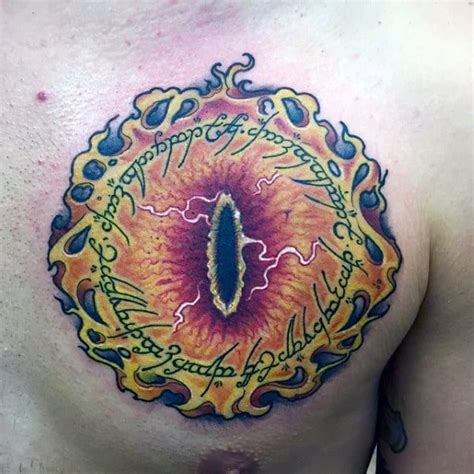 30 Eye Of Sauron Tattoo Designs For Men - Lord Of The Rings Ideas