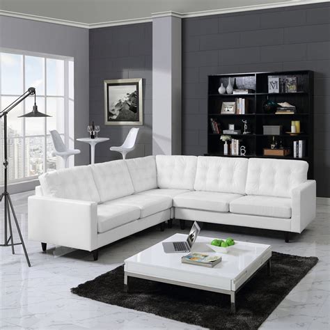 Era L-Shaped Leather Sectional Sofa White - Froy.com