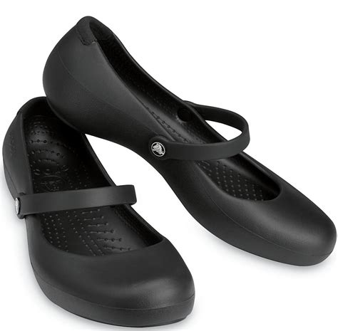 Crocs Women's Alice Work Mary Jane Flats Shoes Slip On Genuine - Black