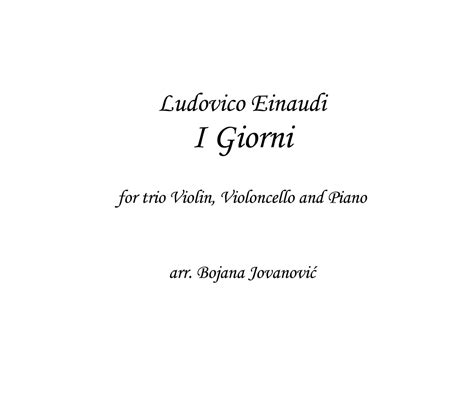 I Giorni Sheet music - Ludovico Einaudi - Trio - Violin - Cello - Piano