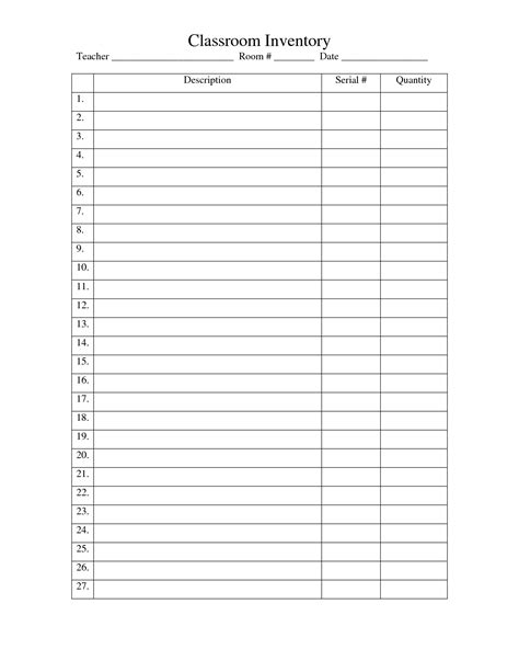 Classroom Inventory Checklist Template Blank Helloalive Our Author Has ...