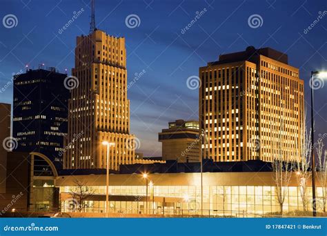 Skyline of Akron, Ohio stock image. Image of evening - 17847421