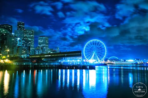 Seattle Art Great Wheel Waterfront View Seattle Skyline - Etsy