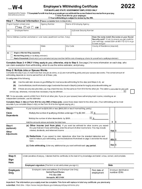 MD W-4 2022 - Fill and Sign Printable Template Online | US Legal Forms