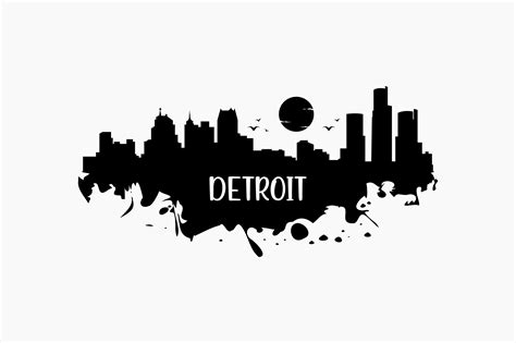 Detroit Skyline Silhouette Grafika przez BerriDesign · Creative Fabrica