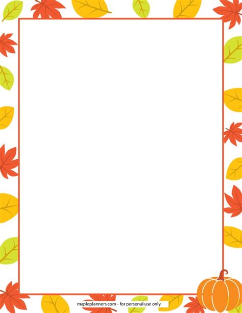 Free Printable Fall Autumn Decorative Border