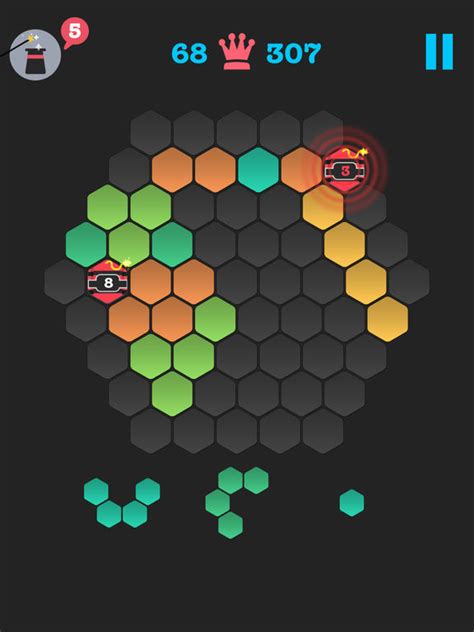 Hexagon Fit: 10/10 Hex Puzzle Game - Bricks Block Logic Grid Puzzles Word For Brain Training ...