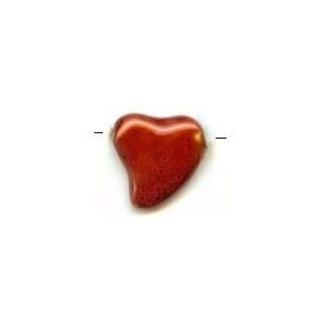 Glazed Clay Bead Large Heart Swoosh 28x26mm Red - Bead Inspirations