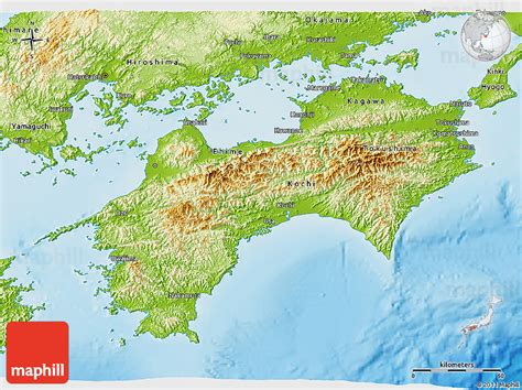 Physical 3D Map of Shikoku