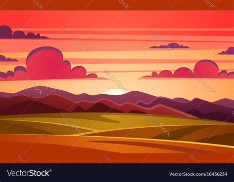 Sunset landscape Royalty Free Vector Image - VectorStock