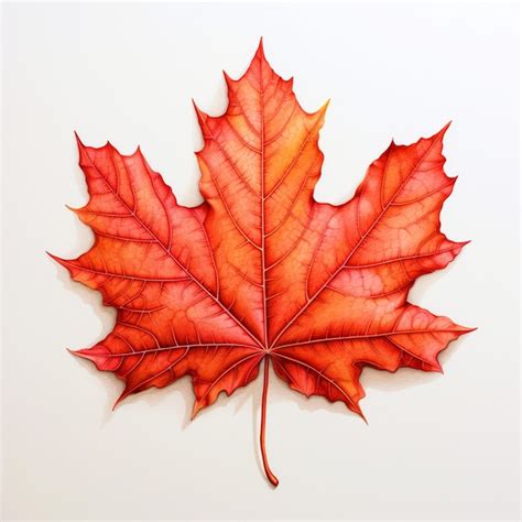 Premium AI Image | Red maple leaf pencil drawing on white paper