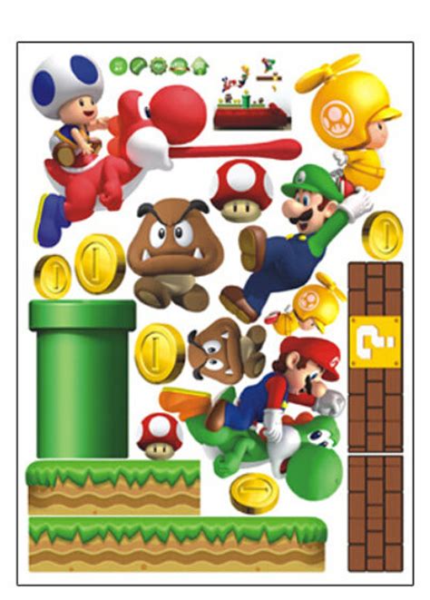 Super Mario Decals Removable Wall Sticker Bros Kids Nursery - Etsy