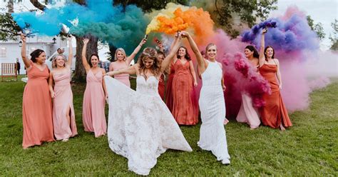 The Colorful Backdrop of This Wedding-Day Photo Session? A Rainbow-Hued ...