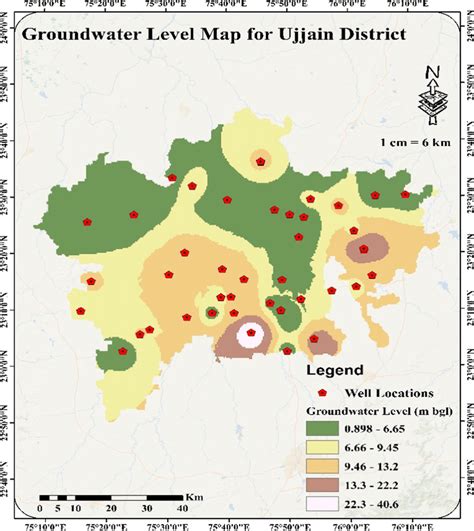 Groundwater level map for Ujjain district (2020) | Download Scientific ...