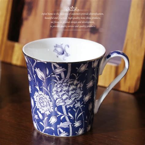 High Quality Pastoral Floral England Style Bone China Coffee Mugs Cup With Handgrip Ceramic ...