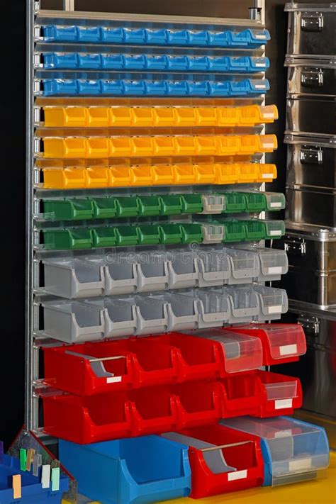 Color plastic bins stock image. Image of shelves, colorful - 26303901