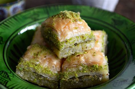 Baklava (layers of filo pastry filled with chopped nuts and soaked in ...