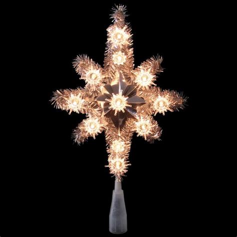 Northlight 11-in Star Silver White Christmas Tree Topper in the Christmas Tree Toppers ...