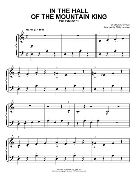 Phillip Keveren "In The Hall Of The Mountain King" Sheet Music Notes ...